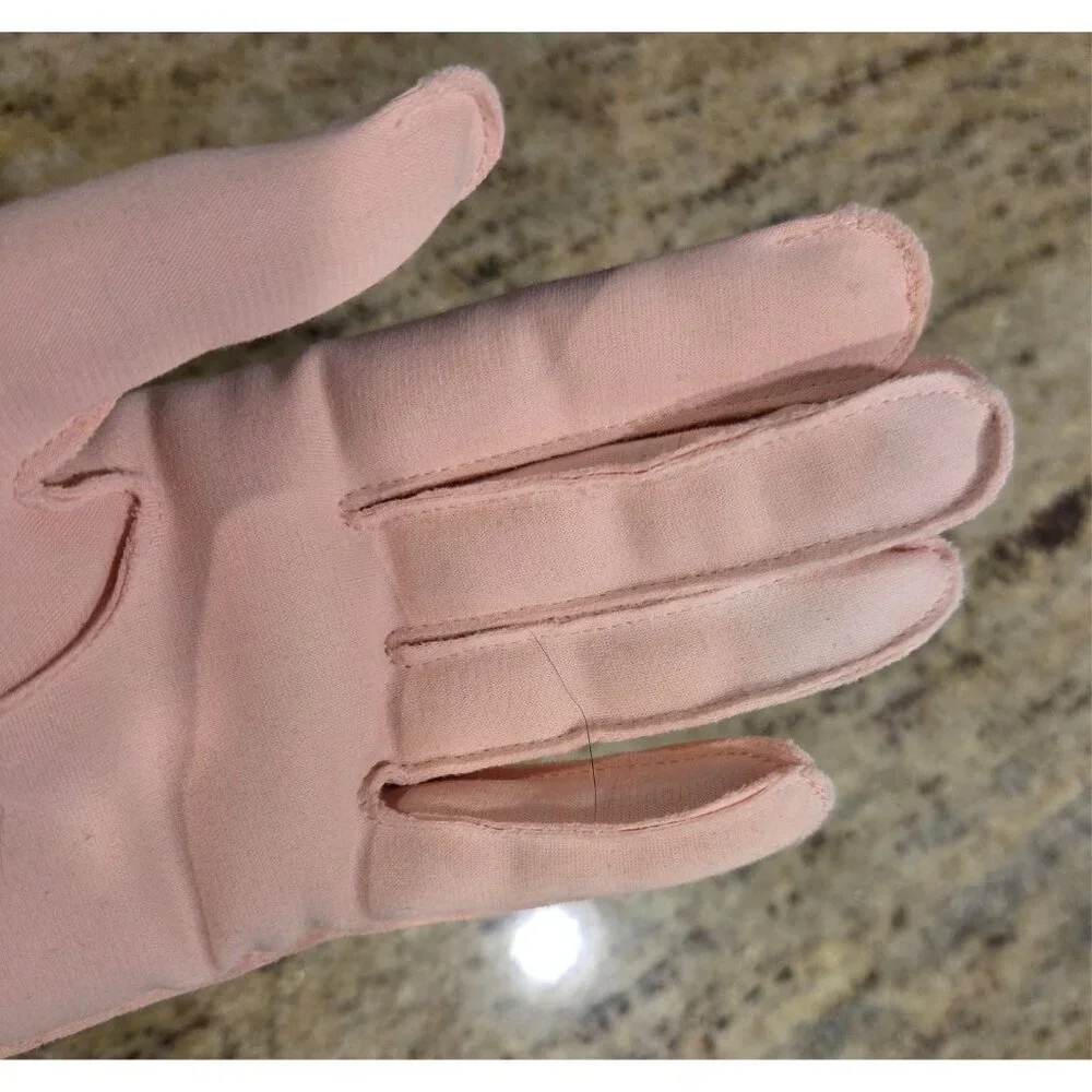 New! Vintage Women's Size L/XL Pink Stretch Formal Gloves Cuffed *Flaws*